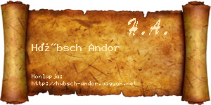 Hübsch Andor névjegykártya